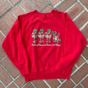 Funny Vintage Christmas Sweatshirt Novelty Graphic Reindeer 80s Unisex Crewneck